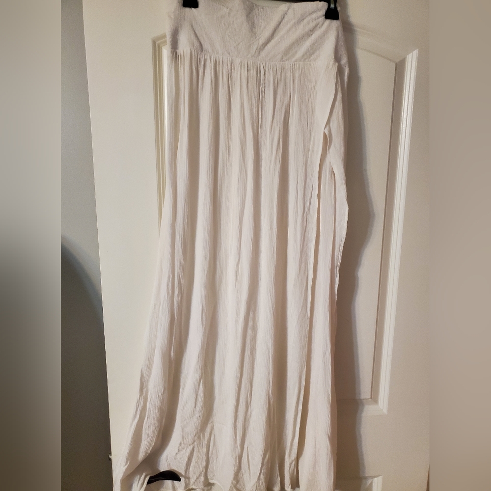 Happily Grey cream colored maxi skirt with high front split - Picture 1 of 6